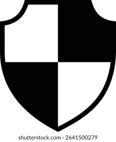 Shield silhouette icon. Protect shield security icon sign. Shield badge quality symbol isolated on transparent background. Design element for safety and protection. Vector illustration.