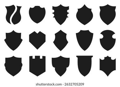 Shield Silhouette Icon Set and Shield Silhouette, Shield icon, badge, security.