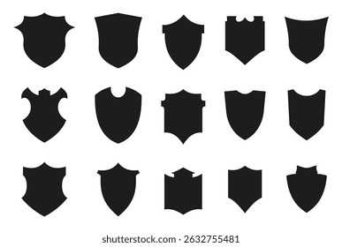 Shield Silhouette Icon Set and Shield Silhouette, Shield icon, badge, security.
