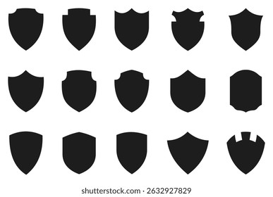 Shield Silhouette Icon Set and Shield Silhouette, Shield icon, badge, security.