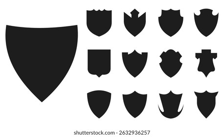 Shield Silhouette Icon Set and Shield Silhouette, Shield icon, badge, security.
