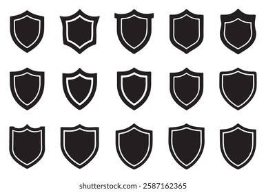 Shield Silhouette Icon Set and Shield icon, Shield, Shield logo, badge, security, protection, safety, security symbol