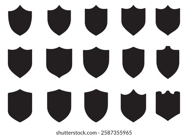 Shield Silhouette Icon Set and Shield icon, Shield, Shield logo, badge, security, protection, safety, security symbol