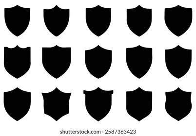 Shield Silhouette Icon Set and Shield icon, Shield, Shield logo, badge, security, protection, safety, security symbol