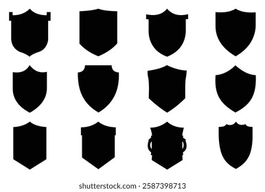 Shield Silhouette Icon Set and Shield icon, Shield, Shield logo, badge, security, protection, safety, security symbol