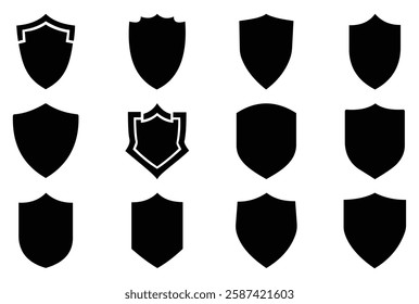 Shield Silhouette Icon Set and Shield icon, Shield, Shield logo, badge, security, protection, safety, security symbol