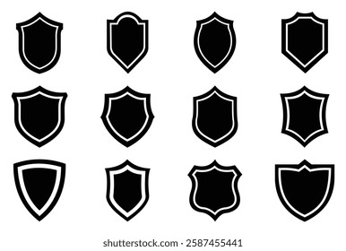 Shield Silhouette Icon Set and Shield icon, Shield, Shield logo, badge, security, protection, safety, security symbol