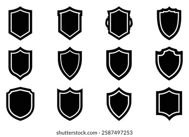 Shield Silhouette Icon Set and Shield icon, Shield, Shield logo, badge, security, protection, safety, security symbol