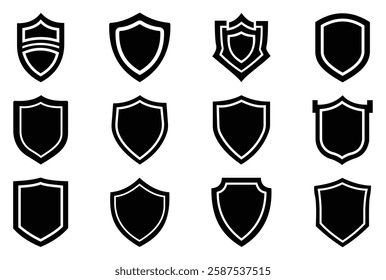 Shield Silhouette Icon Set and Shield icon, Shield, Shield logo, badge, security, protection, safety, security symbol