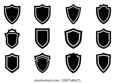 Shield Silhouette Icon Set and Shield icon, Shield, Shield logo, badge, security, protection, safety, security symbol