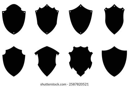 Shield Silhouette Icon Set and Shield icon, Shield, Shield logo, badge, security, protection, safety, security symbol