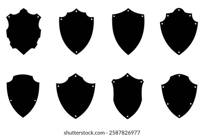 Shield Silhouette Icon Set and Shield icon, Shield, Shield logo, badge, security, protection, safety, security symbol