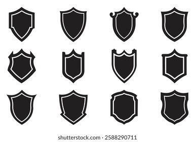 Shield Silhouette Icon Set and Shield icon, Shield, Shield logo, badge, security, protection, safety, security symbol