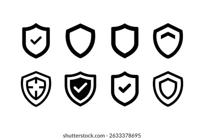 Shield Silhouette Icon Set, outline design, logo design, graphic