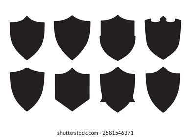 Shield Silhouette Icons Set vector image art illustration.