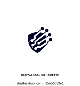 Shield Silhouette Illustration Vector Design Template. Suitable for Creative Industry, Multimedia, entertainment, Educations, Shop, and any related business