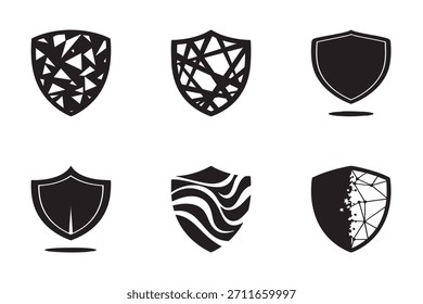 Shield silhouette logo style artwork featuring basic vector outline ideal for security icons badges emblems branding minimal layouts and design templates