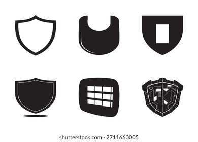 Plantilla de Vector de estilo de logotipo de silueta de escudo adecuada para insignias de marca emblemas iconos de protección diseños mínimos composiciones gráficas y Elementos de diseño limpios