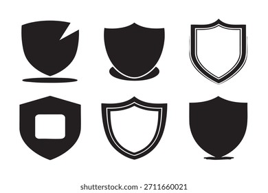 Ilustración vectorial de estilo de logotipo de silueta de escudo con forma simple y audaz ideal para emblemas de emblemas de emblemas de protección de marca diseños mínimos y gráficos limpios