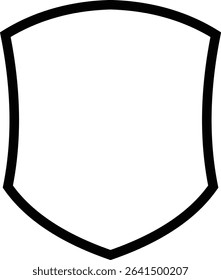 Shield silhouette outline icon. Protect shield security icon sign. Shield badge quality symbol isolated on transparent background. Design element for safety and protection. Vector illustration.