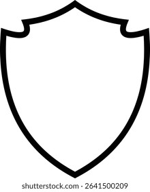 Shield silhouette outline icon. Protect shield security icon sign. Shield badge quality symbol isolated on transparent background. Design element for safety and protection. Vector illustration.