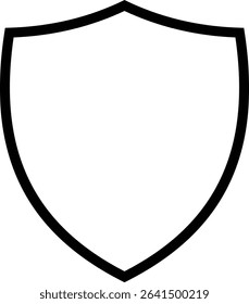 Shield silhouette outline icon. Protect shield security icon sign. Shield badge quality symbol isolated on transparent background. Design element for safety and protection. Vector illustration.