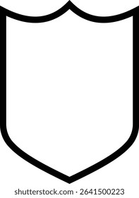 Shield silhouette outline icon. Protect shield security icon sign. Shield badge quality symbol isolated on transparent background. Design element for safety and protection. Vector illustration.