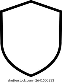 Shield silhouette outline icon. Protect shield security icon sign. Shield badge quality symbol isolated on transparent background. Design element for safety and protection. Vector illustration.