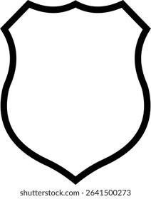 Shield silhouette outline icon. Protect shield security icon sign. Shield badge quality symbol isolated on transparent background. Design element for safety and protection. Vector illustration.