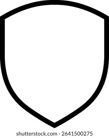 Shield silhouette outline icon. Protect shield security icon sign. Shield badge quality symbol isolated on transparent background. Design element for safety and protection. Vector illustration.