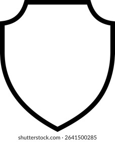 Shield silhouette outline icon. Protect shield security icon sign. Shield badge quality symbol isolated on transparent background. Design element for safety and protection. Vector illustration.