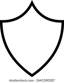 Shield silhouette outline icon. Protect shield security icon sign. Shield badge quality symbol isolated on transparent background. Design element for safety and protection. Vector illustration.