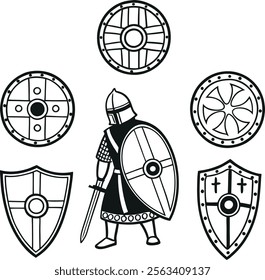 Shield silhouette vector art illustration