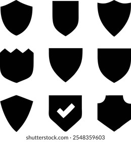 shield silhouette vector icon set design