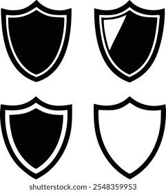 shield silhouette vector icon set design