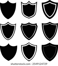 shield silhouette vector icon set design