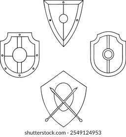 shield silhouette vector icon set design