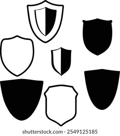 shield silhouette vector icon set design