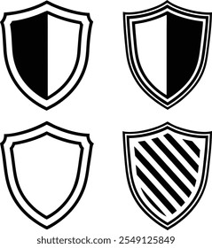 shield silhouette vector icon set design