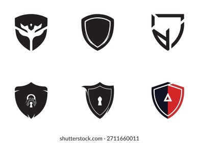 Shield silhouette vector logo style design featuring minimal structure useful for branding badges emblems protection icons layouts templates and graphic purposes