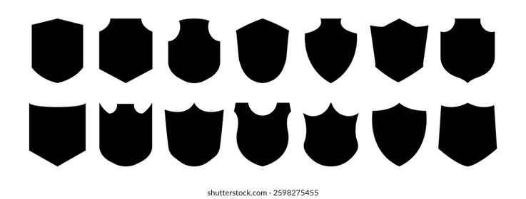 Shield silhouette vector set, Protect shield security icons. Shield badge quality symbol. Shield icon set symbol.