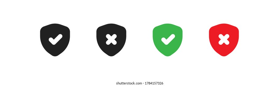 Schild einfache Symbol-Set. Safety Sheck Konzept, Schutz Illustration im Vektorflachstil.