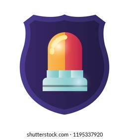 shield with siren isolated icons