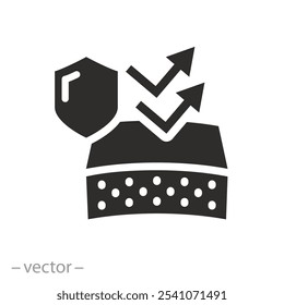 Cuidado de la piel del escudo, cuidado y proteger el ícono de la piel, seguro para UV y frío, máscara facial, cubierta de la piel de la elasticidad, Ilustración vectorial plana