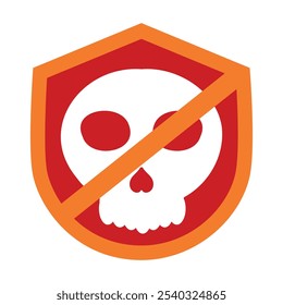 shield with skull dangerous illustration isolated on white background