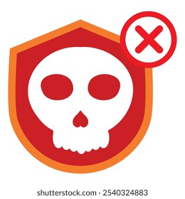 shield with skull dangerous illustration isolated on white background