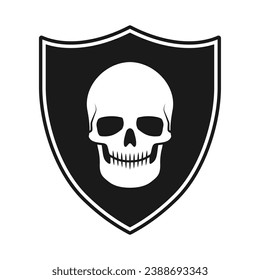Shield and skull icon. Coat of arms symbol. heraldry logo sign. Vector illustration image.