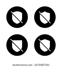 Escudo con icono de barra en círculo negro. No hay símbolo de protección. Deshabilitar concepto de seguridad
