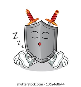 shield sleep mascot vector cartoon illustration