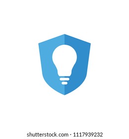 Shield smart with light bulb logo design vector template